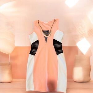 Goddess Peach and Black Mini Dress